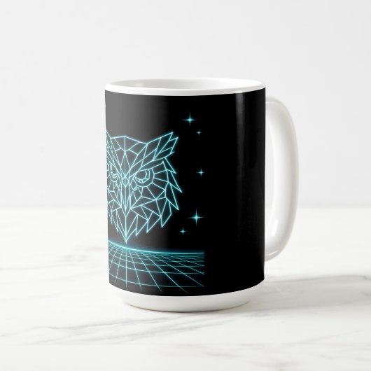 Mug Neon Owl Synthwave - Retro Night Watcher (Devant droit)