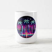 Mug Neon Pixel Palm Trees - Cyberpunk Night City Art (Centre)