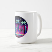 Mug Neon Pixel Palm Trees - Cyberpunk Night City Art (Devant droit)