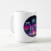 Mug Neon Pixel Palm Trees - Cyberpunk Night City Art (Devant gauche)