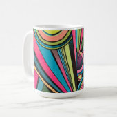 Mug Neon Pop Art Deco: Electric Geometric Radio Waves  (Devant gauche)