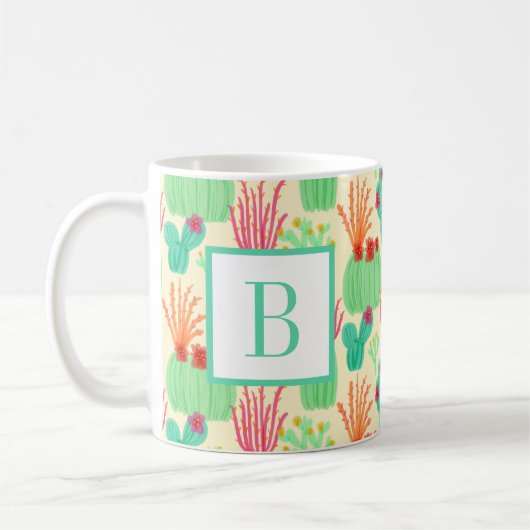 Mug Neon Prickly Pear Ocotillo Cactus Desert Initial (Gauche)