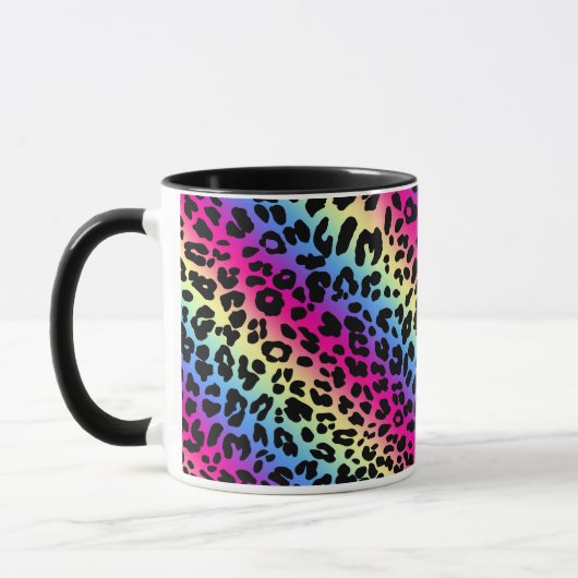 Mug Neon Rainbow Leopard Motif Imprimer (Gauche)