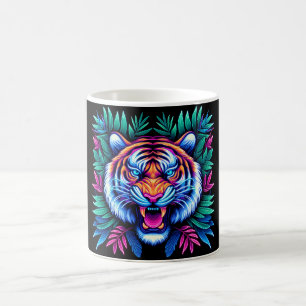Mug Neon Tiger et feuilles de la jungle
