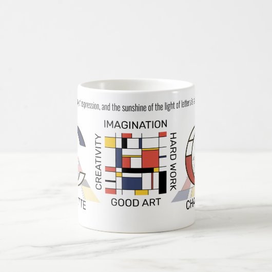Mug Neoplasticisme Art Monogramme Stylish. Lettre C (Centre)