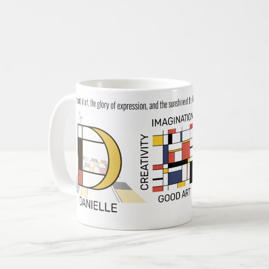 Mug Neoplasticisme Art Monogramme Stylish. Lettre D (Devant gauche)