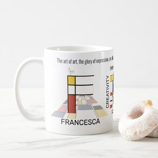 Mug Neoplasticisme Art Monogramme Stylish. Lettre F (Avec donut)