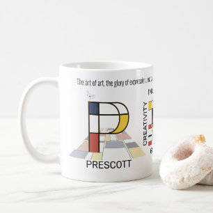 Mug Neoplasticisme Art Monogramme Stylish. Lettre P