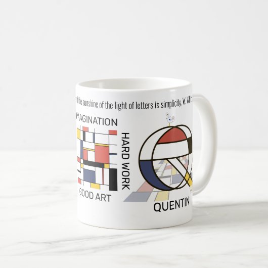 Mug Neoplasticisme Art Monogramme Stylish. Lettre Q (Devant droit)