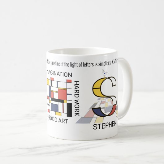 Mug Neoplasticisme Art Monogramme Stylish. Lettre S (Devant droit)