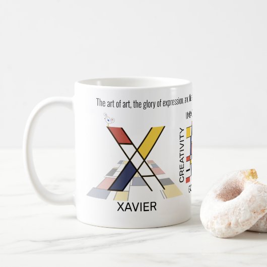 Mug Neoplasticisme Art Monogramme Stylish. Lettre X (Avec donut)