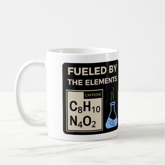 Mug Nerdy Gift for Coffee Lovers Fueled by the Element (Gauche)