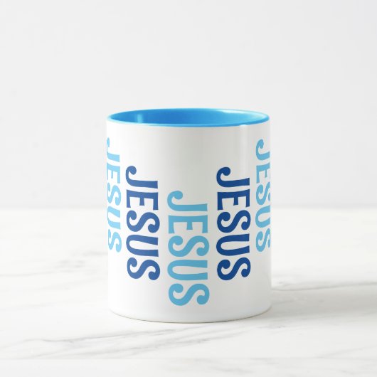 Mug Neuf Jésus bleu et blanc Musique (Centre)
