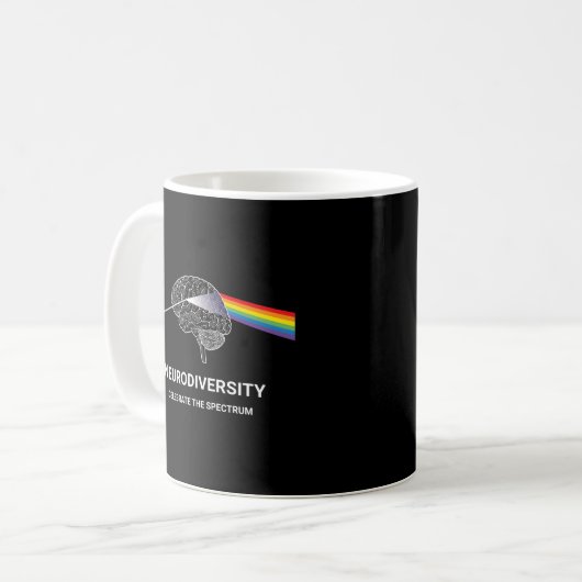 Mug Neurodiversité Spectre Autisme Asd Adhd Rainbow Br (Devant gauche)