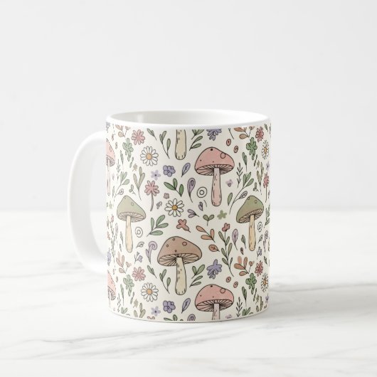 Mug Neutral Beige Earthy Mushroom Seamless Pattern (Devant gauche)