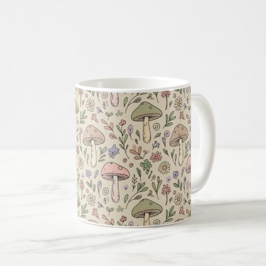 Mug Neutral Beige Earthy Mushroom Seamless Pattern (Devant droit)