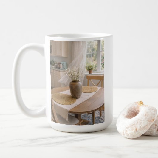 Mug Neutral Farmhouse Wildflower Floral (Avec donut)