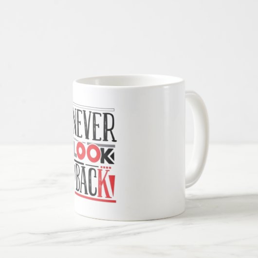 Mug Never Look Back | Bold Red Box Motivational Coffee (Devant droit)