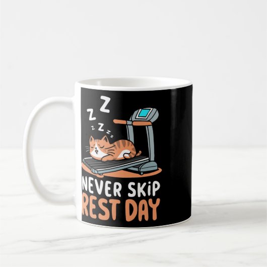 Mug Never Skip Rest Day Funny Bodybuilding Cat Workout (Gauche)