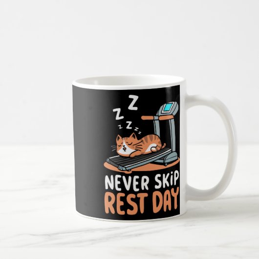 Mug Never Skip Rest Day Funny Bodybuilding Cat Workout (Droite)
