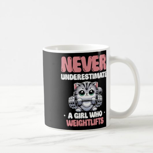 Mug Never Underestimate A Girl Who Weightlifts Weightl (Droite)