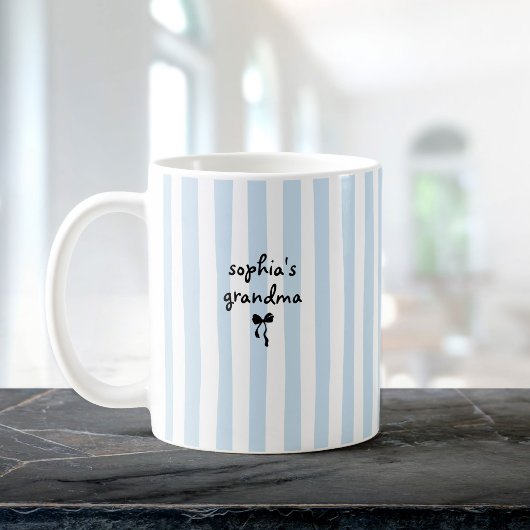 Mug New Baby's Grandma Custom Name Light Blue Stripes