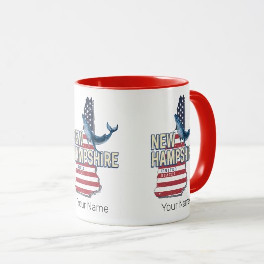Mug New Hampshire États-Unis Retro State Map (Devant droit)
