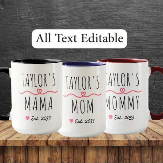 Mug New Mommy with Custom Name, Title & Est. Year