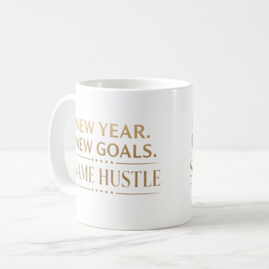 Mug New Year New Goals Same Hustle Motivational (Devant gauche)