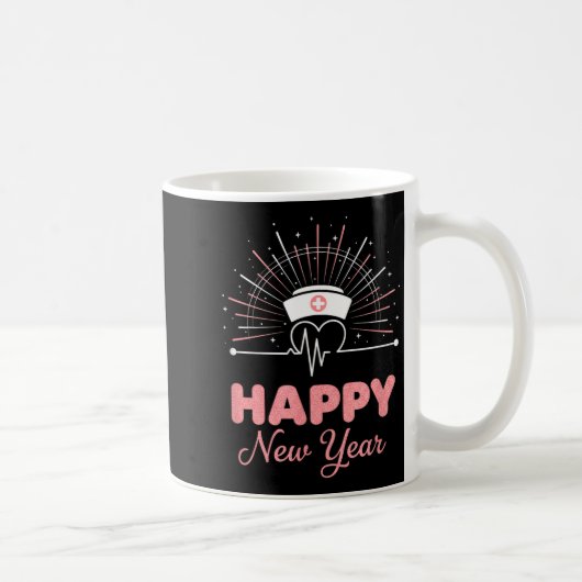 Mug New Year Nurse Heartbeat, Happy New Year Nye Desig (Droite)