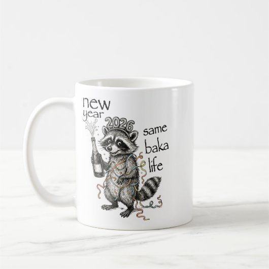 Mug New Year Same Baka Life Funny Raccoon New Year's E (Gauche)