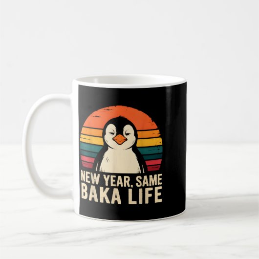 Mug New Year Same Baka Life Penguin Joke (Gauche)