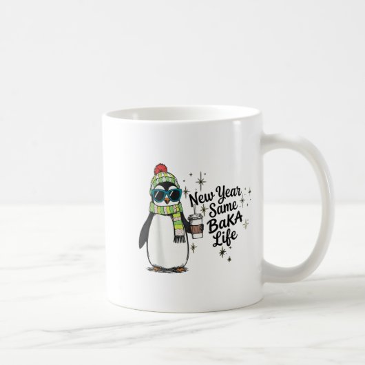 Mug New Year Same Baka Life Penguin Meme Joke (Droite)