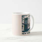 Mug New York City Brooklyn Bridge Bold Retro Skyline (Devant droit)