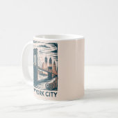 Mug New York City Brooklyn Bridge Bold Retro Skyline (Devant gauche)