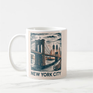 Mug New York City Brooklyn Bridge Bold Retro Skyline