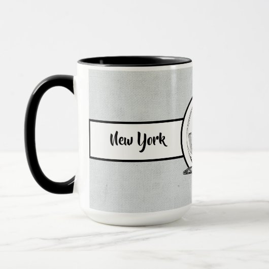 Mug New York City Élégant lin Ringer 15oz (Gauche)