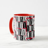 Mug New York City Manhattan Noir, Rouge, Blanc Décor (Devant gauche)
