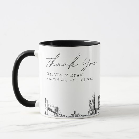 Mug New York City Mariage minima de café personnalisé  (Gauche)