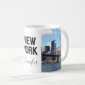 Mug New York City Modern Deux Photos Nom Script (Devant droit)