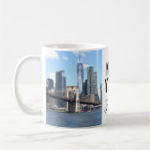 Mug New York City Modern Deux Photos Nom Script (Gauche)