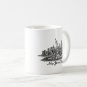Mug New York City Skyline Line Art Illustration (Devant droit)