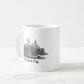 Mug New York City Skyline Line Art Illustration (Devant gauche)