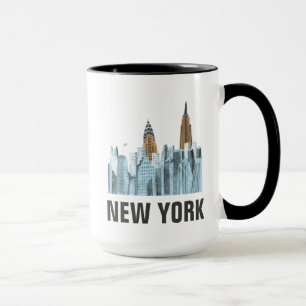 Mug New York City tiré par la main, NY