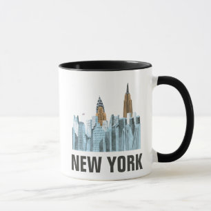 Mug New York City tiré par la main, NY