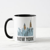Mug New York City tiré par la main, NY (Gauche)