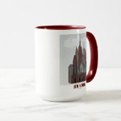 Mug New York dans les nuages - Rouge foncé et vert (Devant droit)
