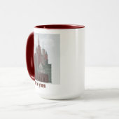 Mug New York dans les nuages - Rouge foncé et vert (Devant gauche)
