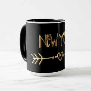 Mug New York Gold Look Typographie USA City Elegant