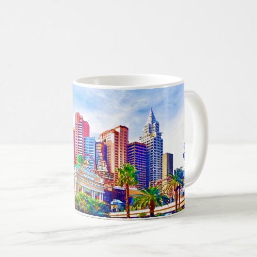 Mug New York, New York dans l'aquarelle de Las Vegas (Devant droit)